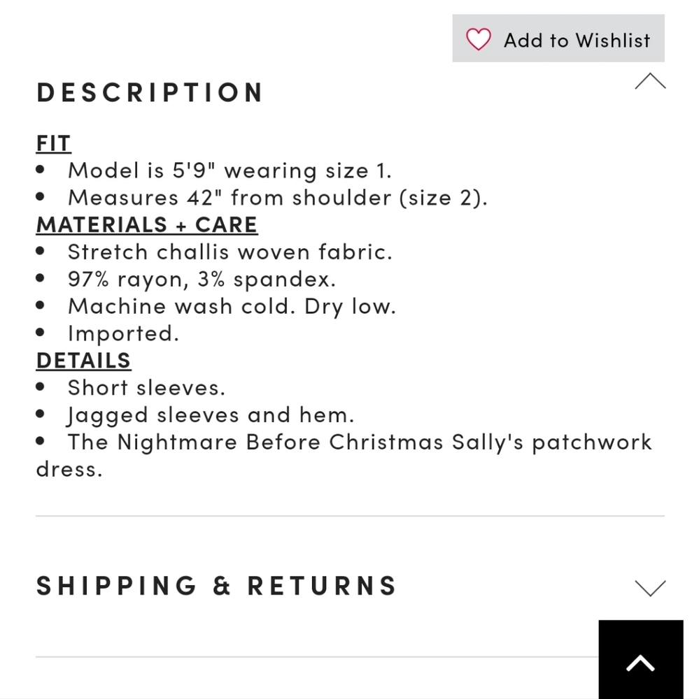 DISNEY THE NIGHTMARE BEFORE CHRISTMAS SALLY DRESS halloween - Picture 4 of 4